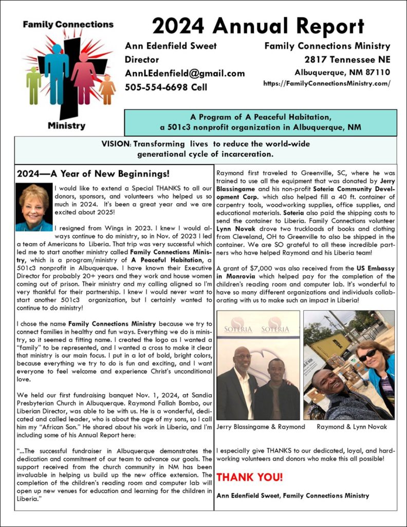 2024 Family Connections Ministry Annual Report